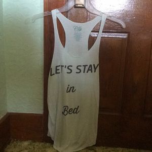 ‼️Gold Rush tank top “Let’s stay in bed” print‼️